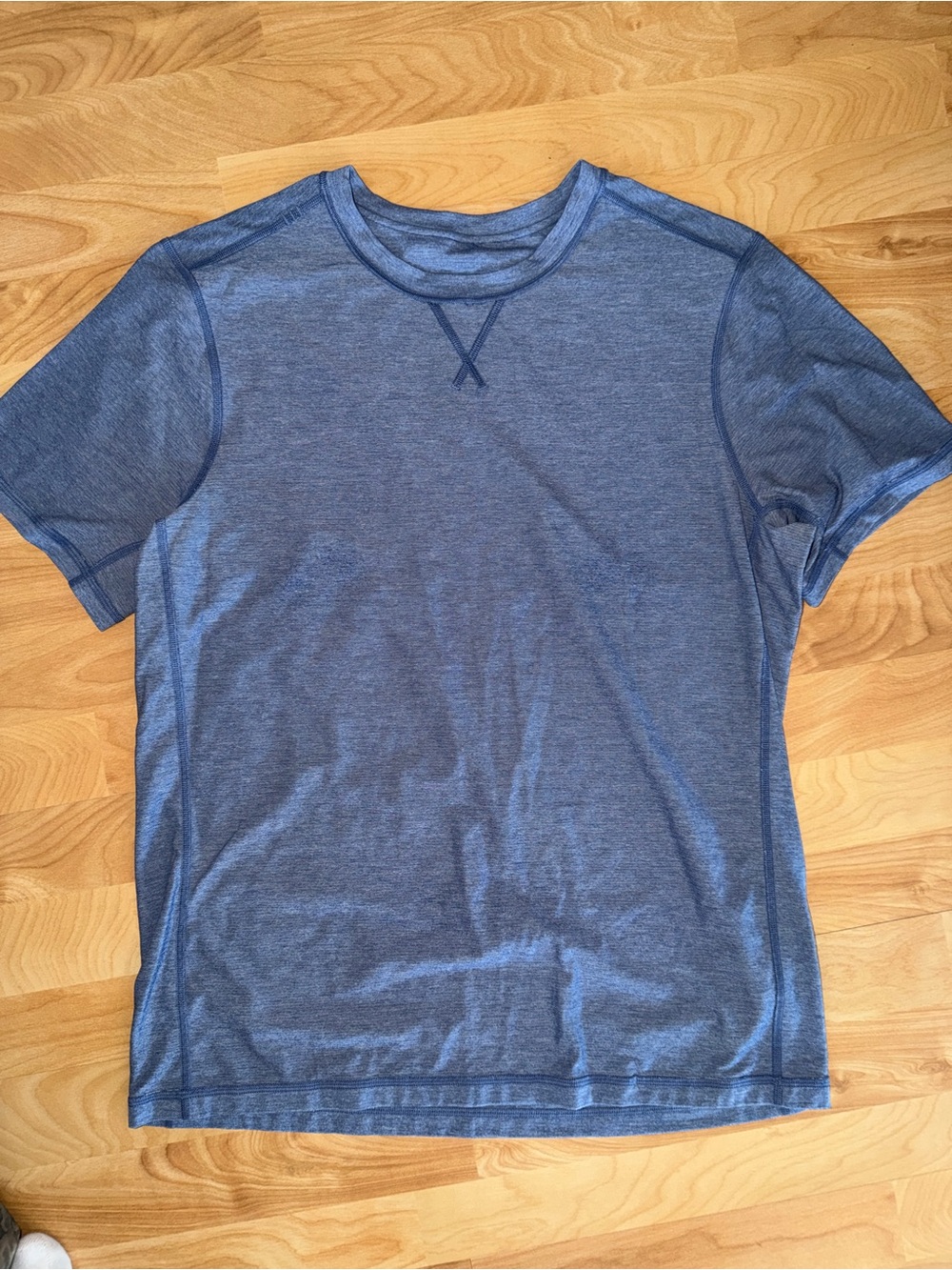 lululemon athletica Blue Heather Short Sleeve Crew